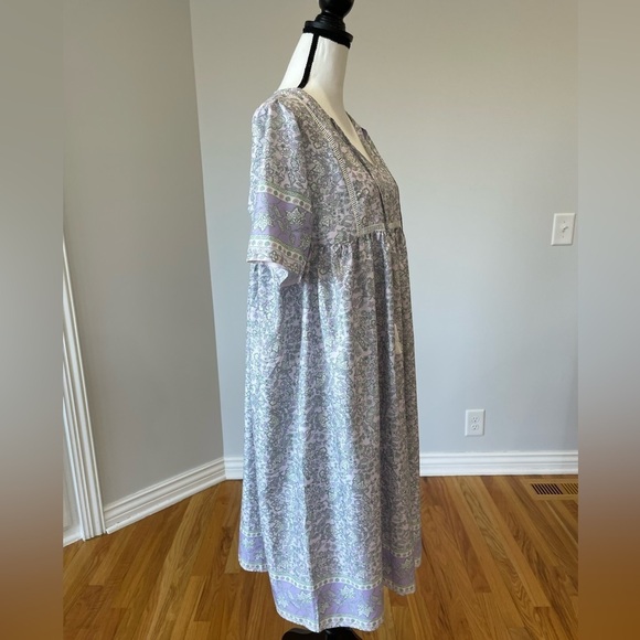 MISSLOOK Bohemian Floral V Neck Tasseled Caftan Dress Cover Up Size Large EUC - Picture 4 of 14